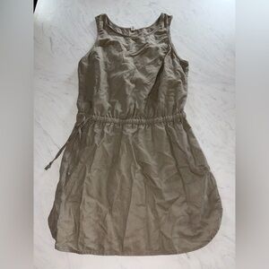 Eastern mountain sports khaki linen blend tank dress xl tie waist